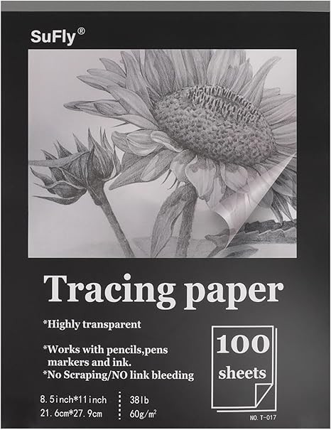 Tracing Paper 8.5x11 inch, 100 Sheets Transparent Vellum Paper for Tracing Pads, 38lb/60gsm Trans... | Amazon (US)