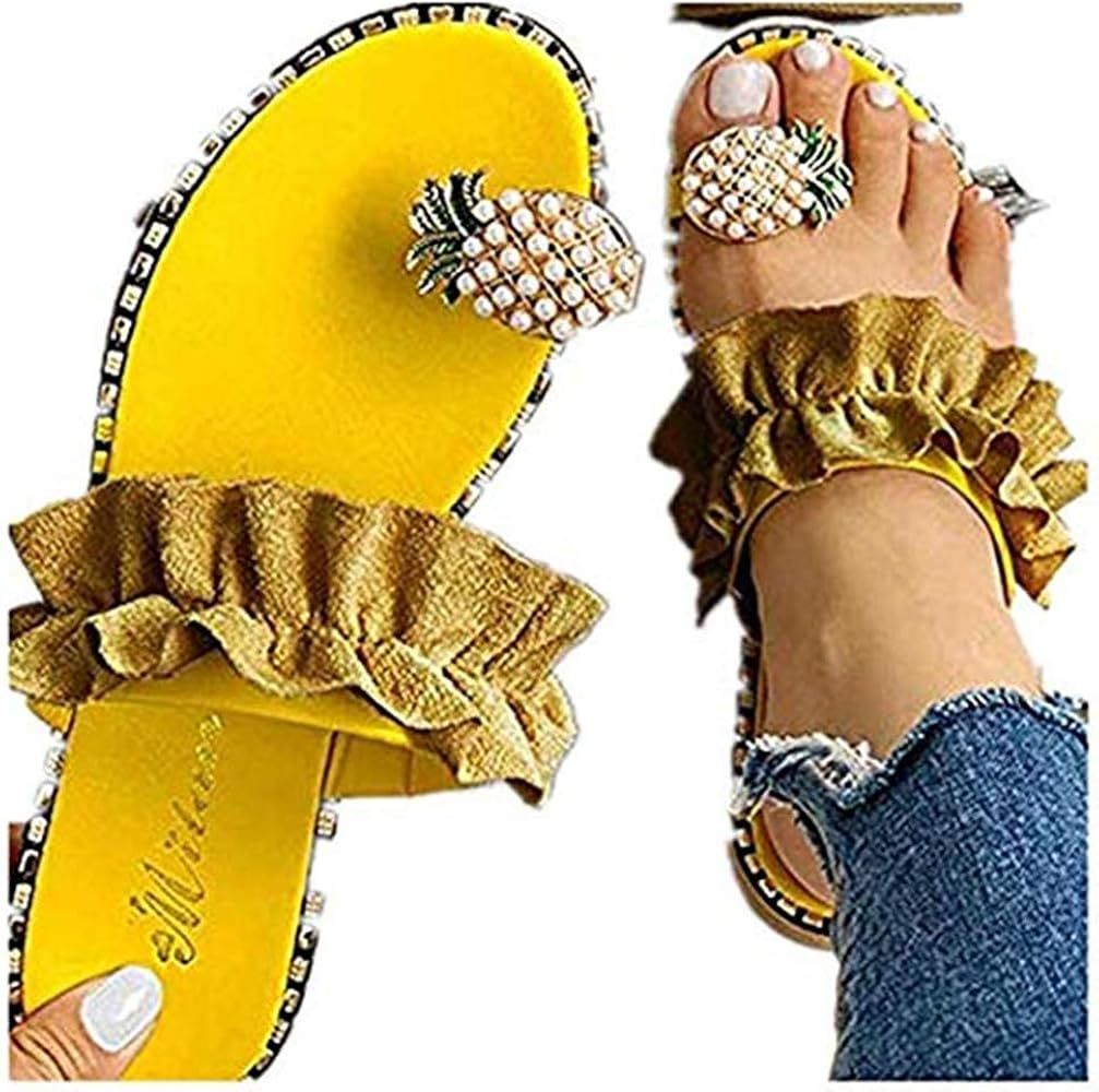 UQGHQO Sandals for Women,Thong Flat Sandals Flip Flops Comfy Sandal Shoes for Summer Beach Oceans... | Amazon (US)