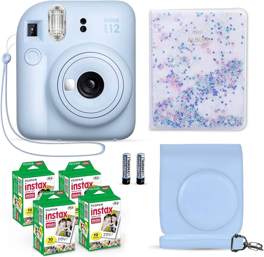 Fujifilm Instax Mini 12 Instant Camera Pastel Blue + Fuji Instax Film Value Pack (40 Sheets) + Sh... | Amazon (US)