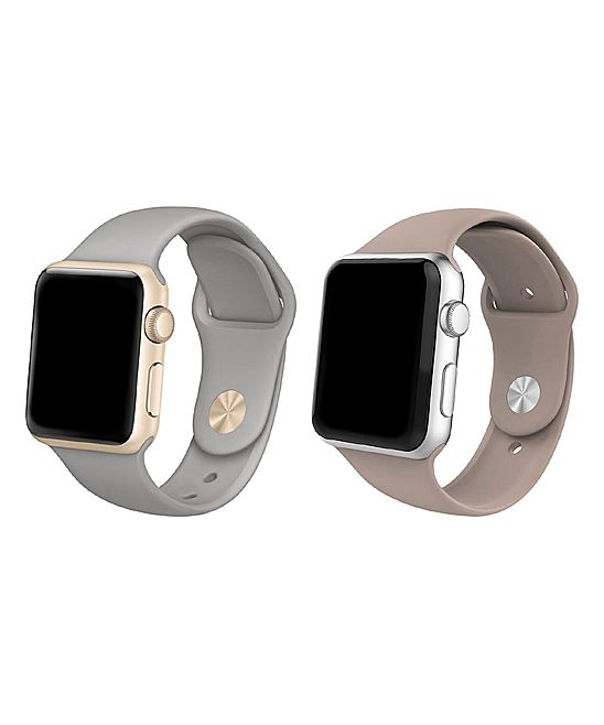 Tech Zebra Replacement Bands Light - Light Gray & Dusty Beige Apple Watch Band - Set of Two | Zulily