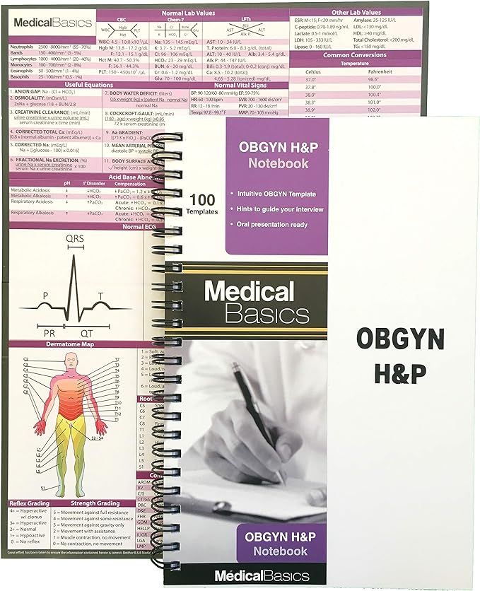 OBGYN H&P Notebook Medical History and Physical Notebook, 100 Medical templates with Perforations | Amazon (US)