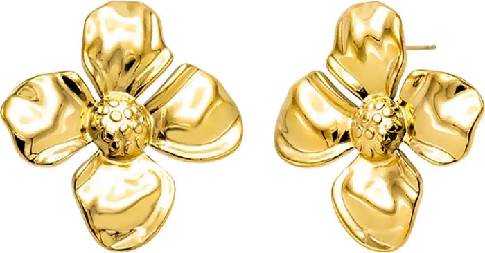BY ADINA EDEN Solid Four Leaf Flower On The Ear Stud Earring | Nordstrom | Nordstrom
