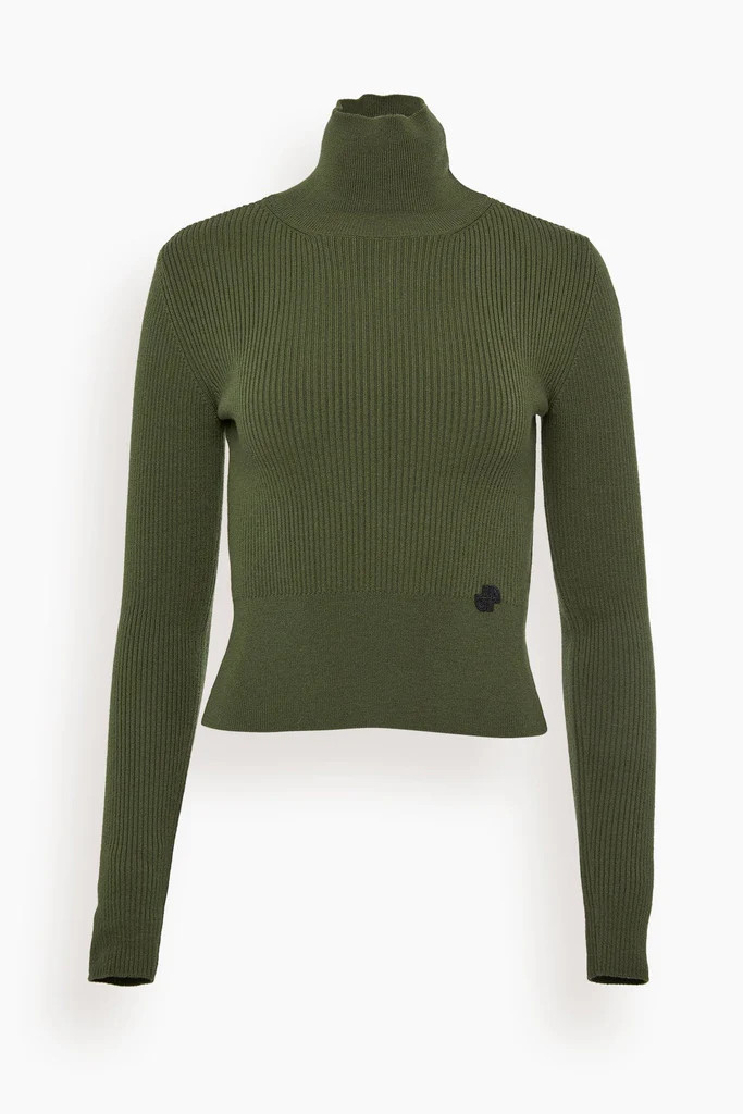 High Neck Rib Jumper in Loden | Hampden Clothing