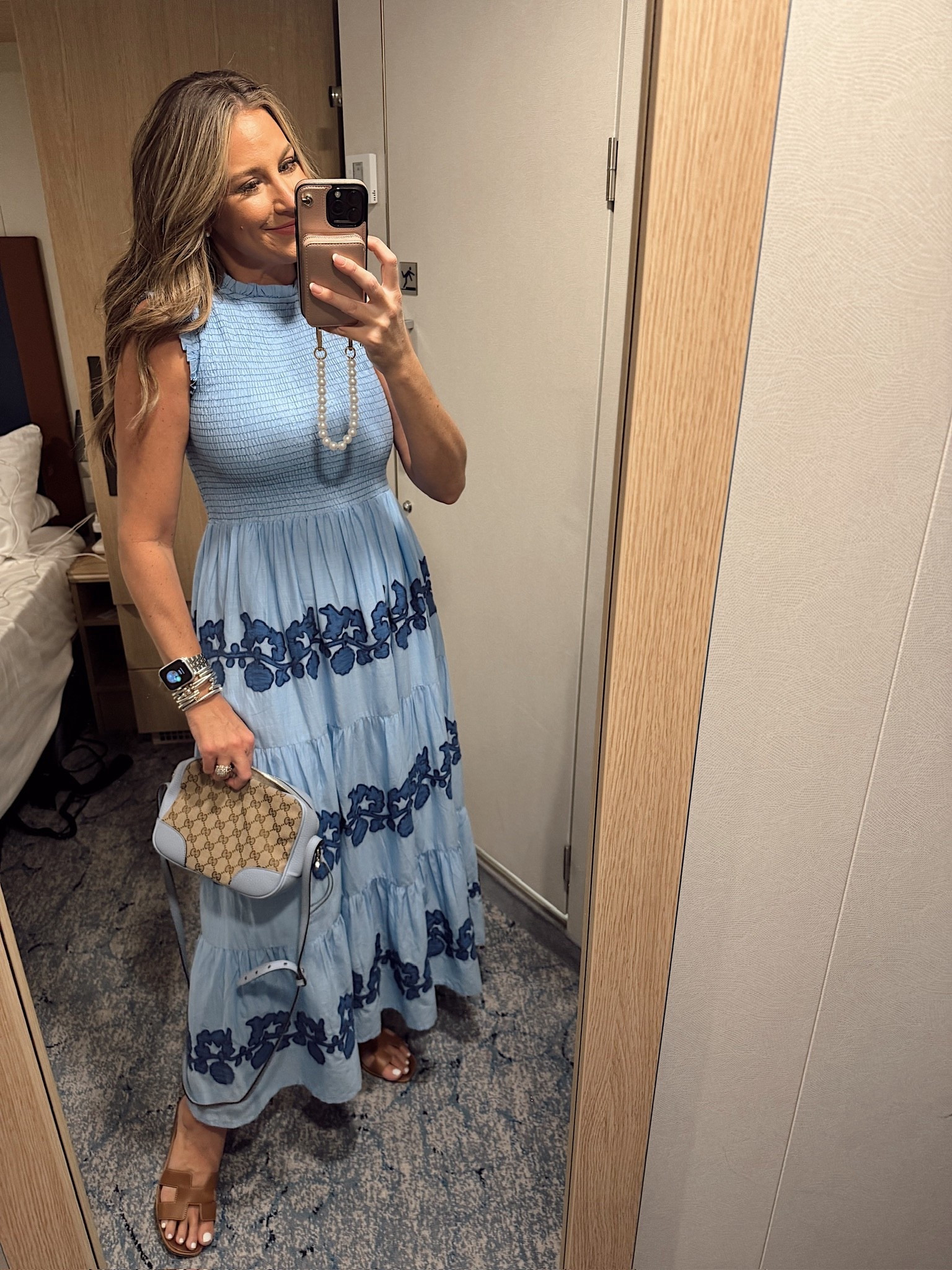 Cruise ootd! In a medium smocked top maxi, sandals and accessories- fits tts.

#LTKSeasonal #LTKTravel #LTKStyleTip