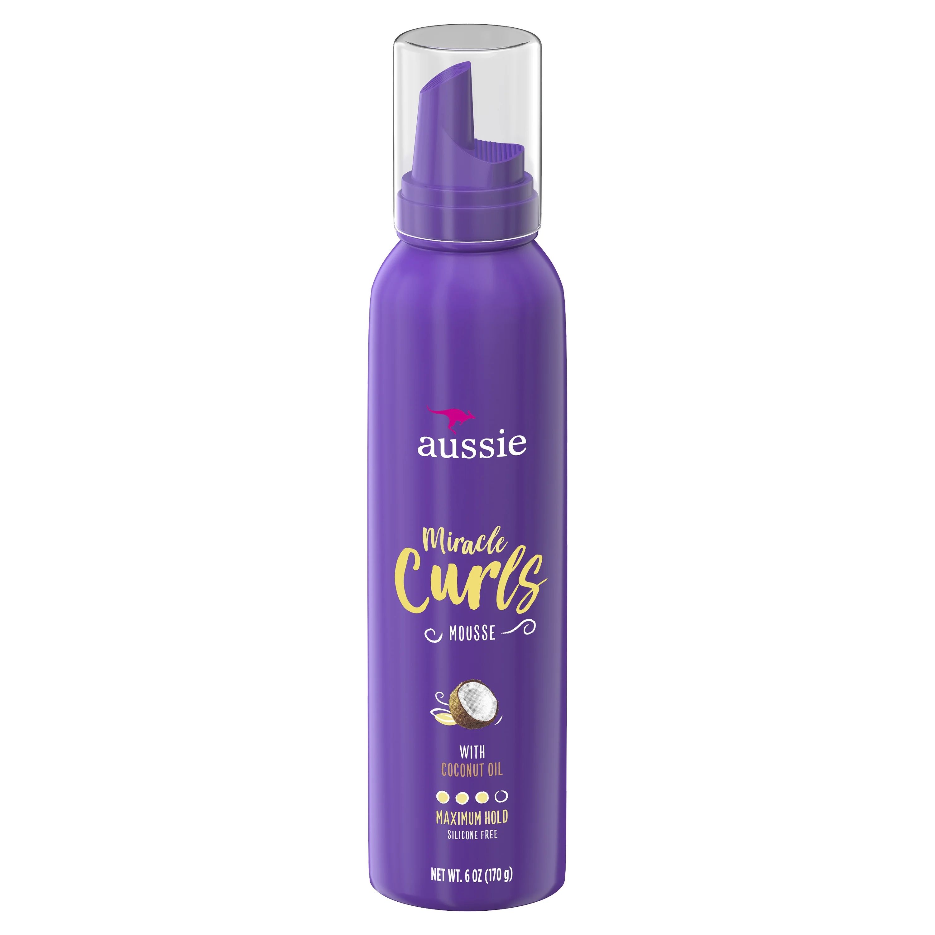 Aussie Miracle Curls Styling Mousse with Coconut & Jojoba Oil, for Curly Hair, Unisex 6.0 fl oz | Walmart (US)