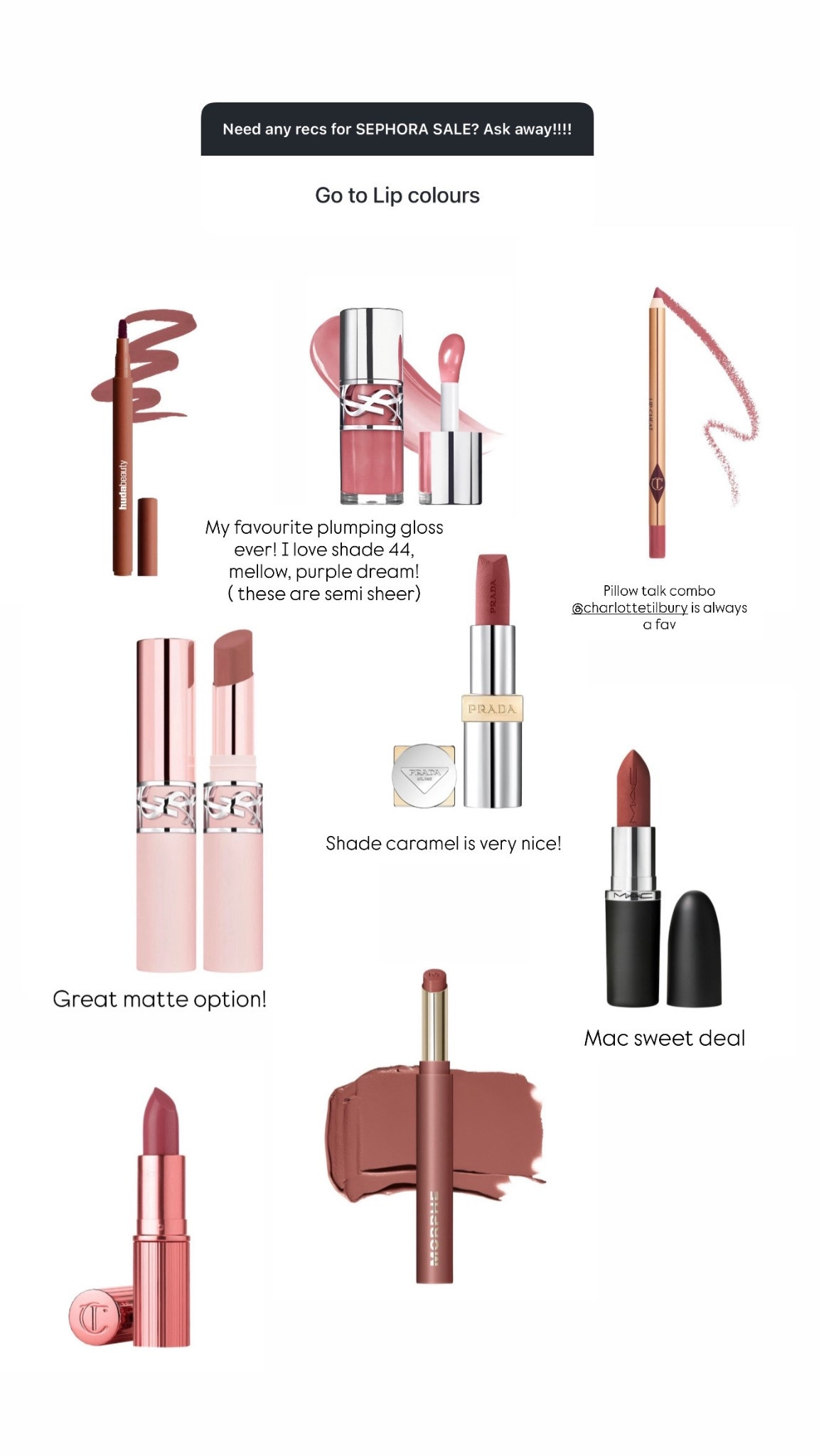 Favourite lip colors 

#LTKMothersDay #LTKootd #LTKBeauty