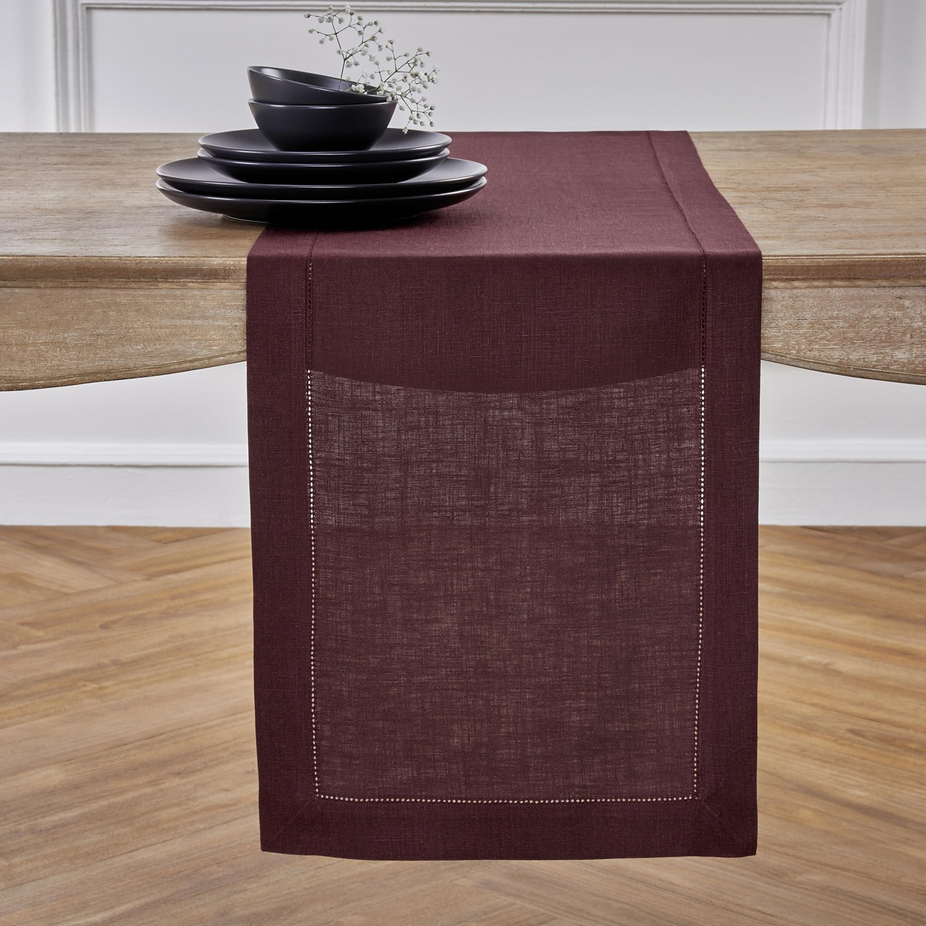 Solino Home Linen Burgundy Table Runner 120 Inches Long - 100% Pure Linen 14 x 120 Inch Table Run... | Amazon (US)
