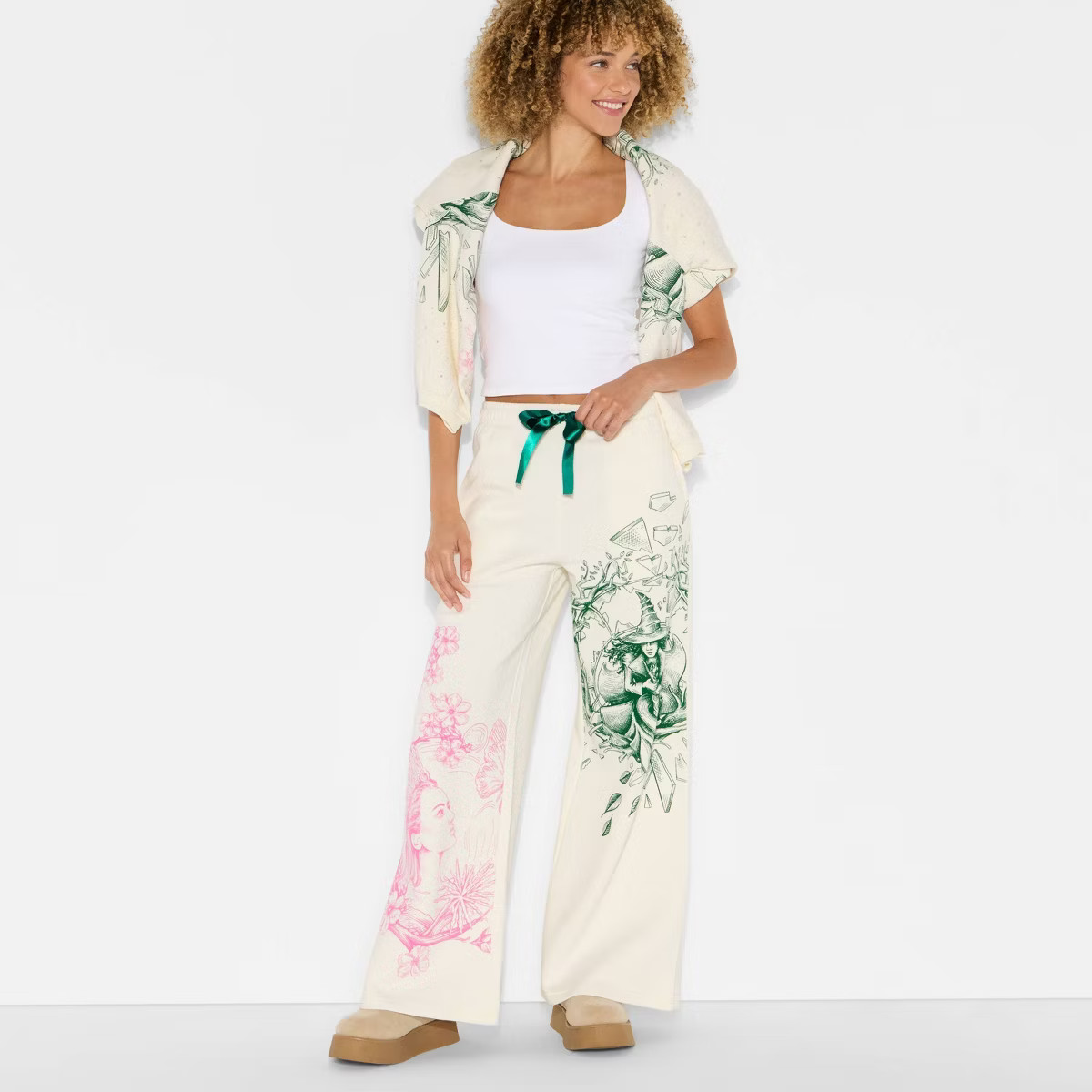 Wicked x Katie Kime Women's Relaxed Leg Good/Bad Graphic Jogger Pants - Cream | Target