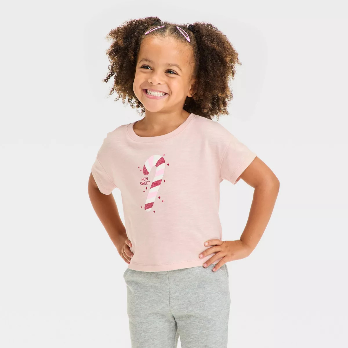 Toddler Girls' Christmas Boxy Graphic T-Shirt - Cat & Jack™ Pink | Target
