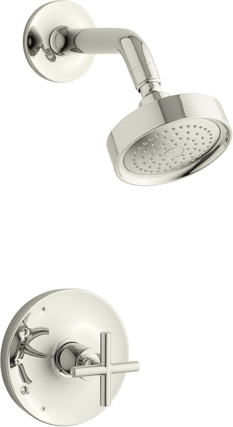 KOHLER TS14422-3-SN Purist Rite-Temp Shower Valve Trim with Cross Handle and 2.5 GPM Showerhead | Amazon (US)