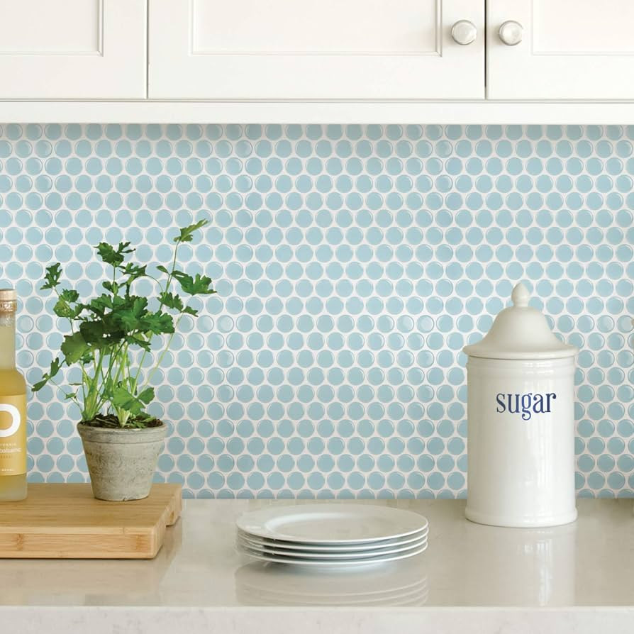 InHome NH2959 Penny Tile Peel & Stick Backsplash Tiles, Blue | Amazon (US)