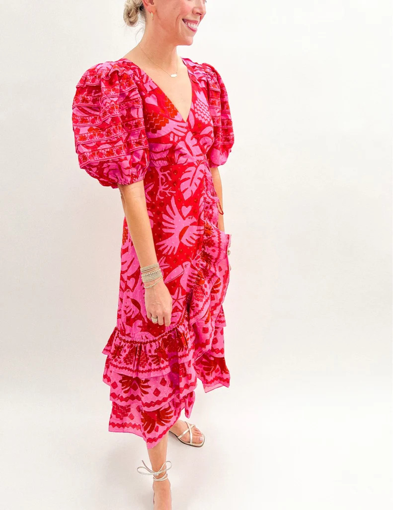 Farm Rio Jungle Scarf Red Wrap Midi Dress | Minette