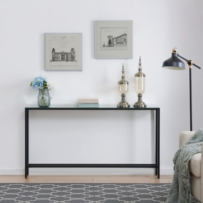 Blucat Narrow Long Console Table with Mirrored Top - Black, Black | Ashley Homestore