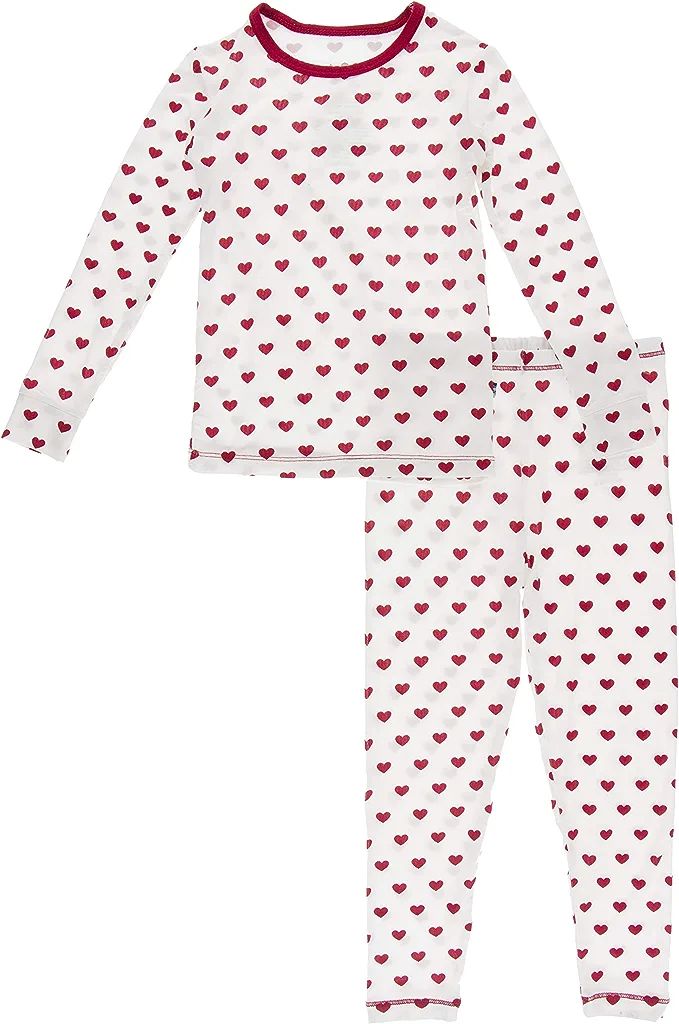 KicKee Pants Full of Hearts Two Piece Pajamas Set, Long Sleeve, Long Pants, Snug Fit Pajamas | Amazon (US)