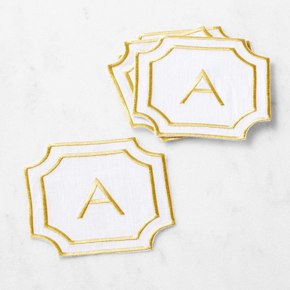 Cartouche Monogram Coasters, Set of 4 | Williams-Sonoma