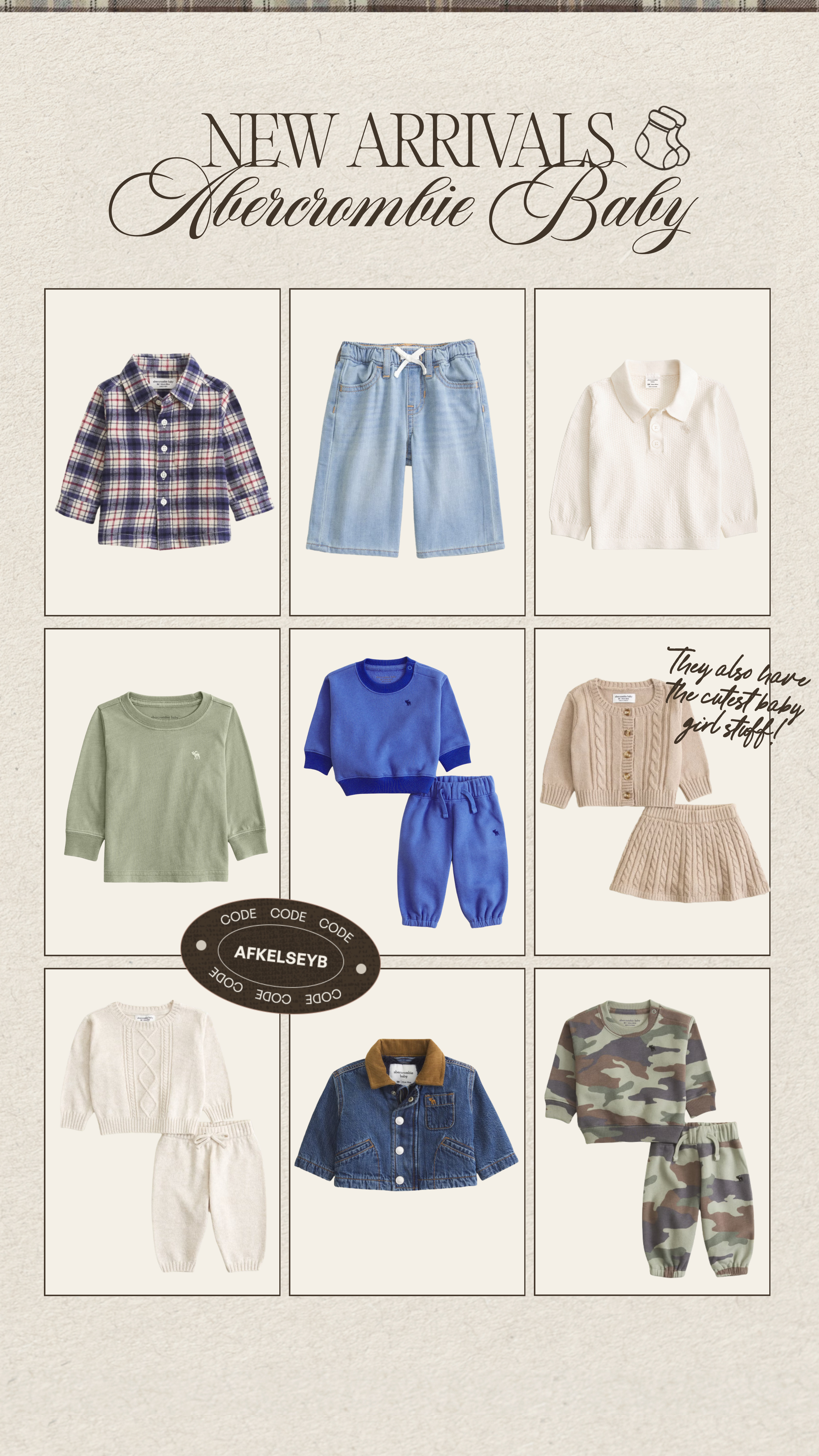My Abercrombie code is live this weekend 'AFKELSEYB' The cutest baby new arrivals  

 #LTKSaleAlert #LTKBaby