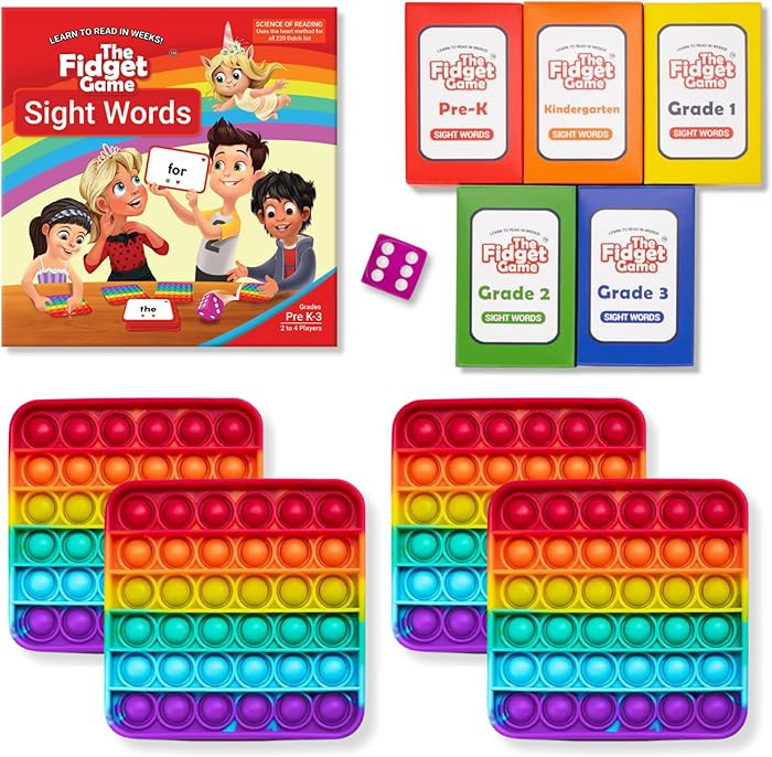 THE FIDGET GAME Sight Words - Reading Flashcards and Pop Fidget Toys for Kids Pre-K to Third Grad... | Amazon (US)