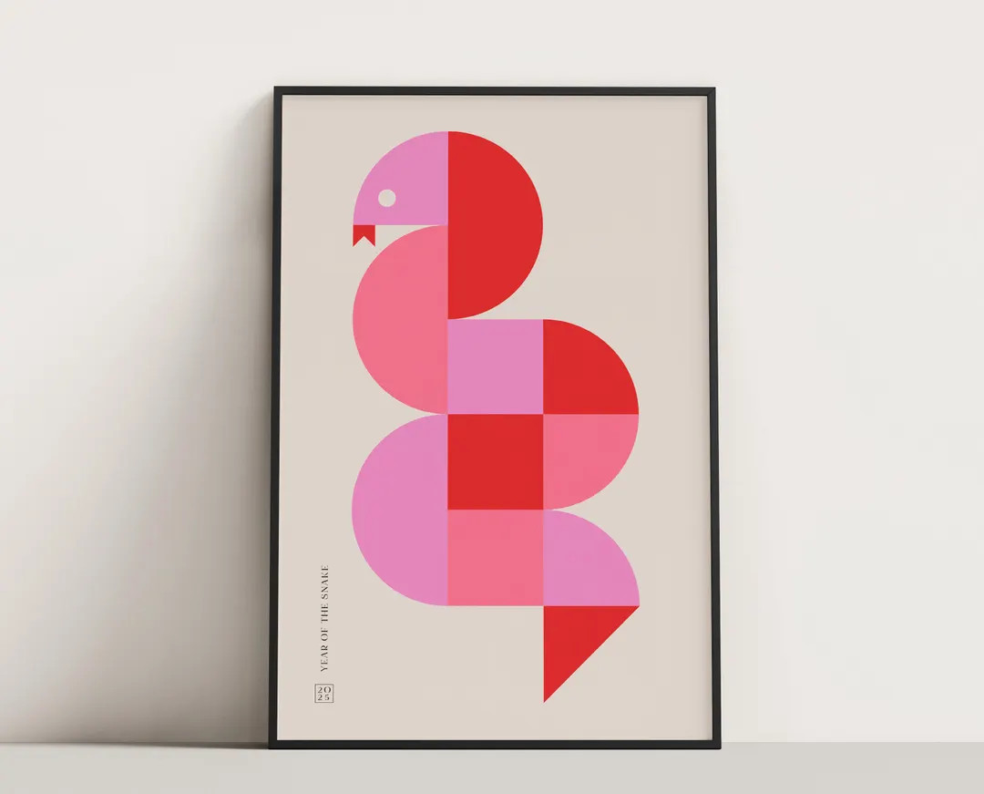 Year of the Snake 2025 Fine Art Print Poster, Pink - Etsy | Etsy (US)