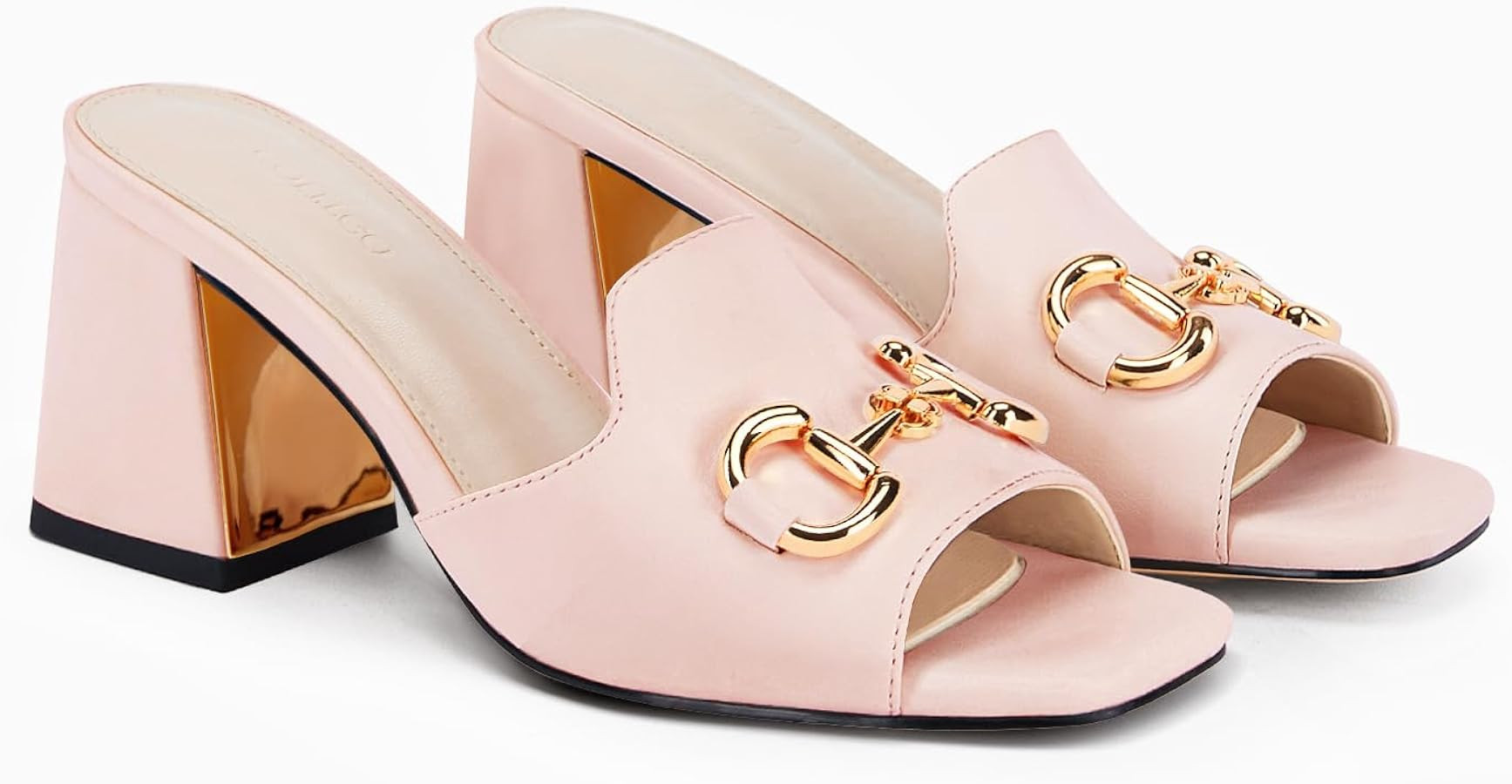 gihubafuil Women's Sandals Peep Toe Slides Chunky Heel Mules Single Band Comfort Slip-on Shoes wi... | Amazon (US)
