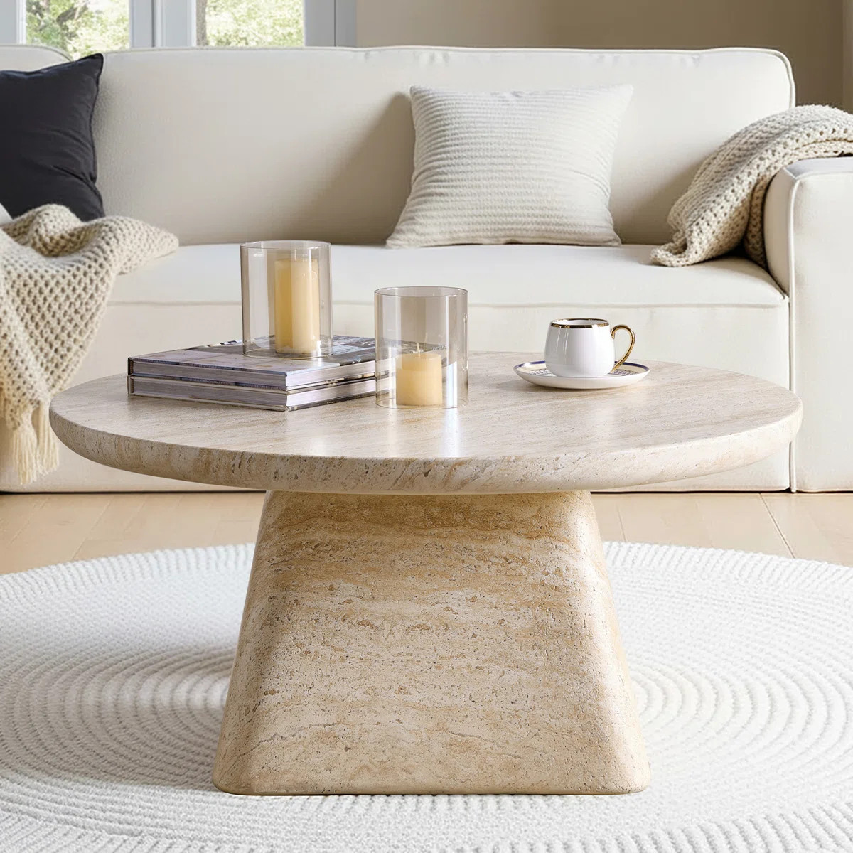 Watterson Modern 31.88"W Marble Concrete Top Round Coffee Table | Wayfair North America