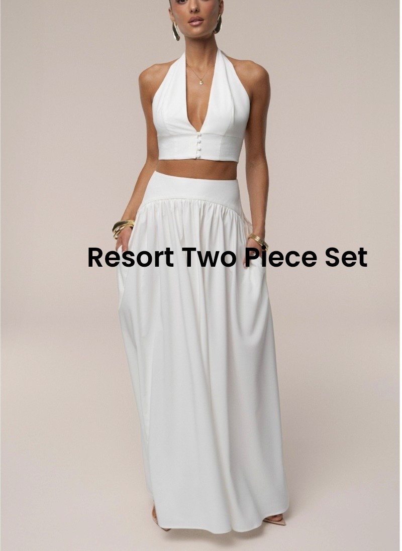 a refined resort outfit.

This halter crop top and maxi skirt set is the perfect vacation two-piece — lightweight, feminine, and effortless for beach dinners, resort evenings, and elevated getaway style. A matching set that feels polished without trying too hard.

Shop this resort two-piece set linked on my LTK.
Follow for elevated seasonal style and curated vacation finds.

#LTKOver40 #LTKootd #LTKSeasonal