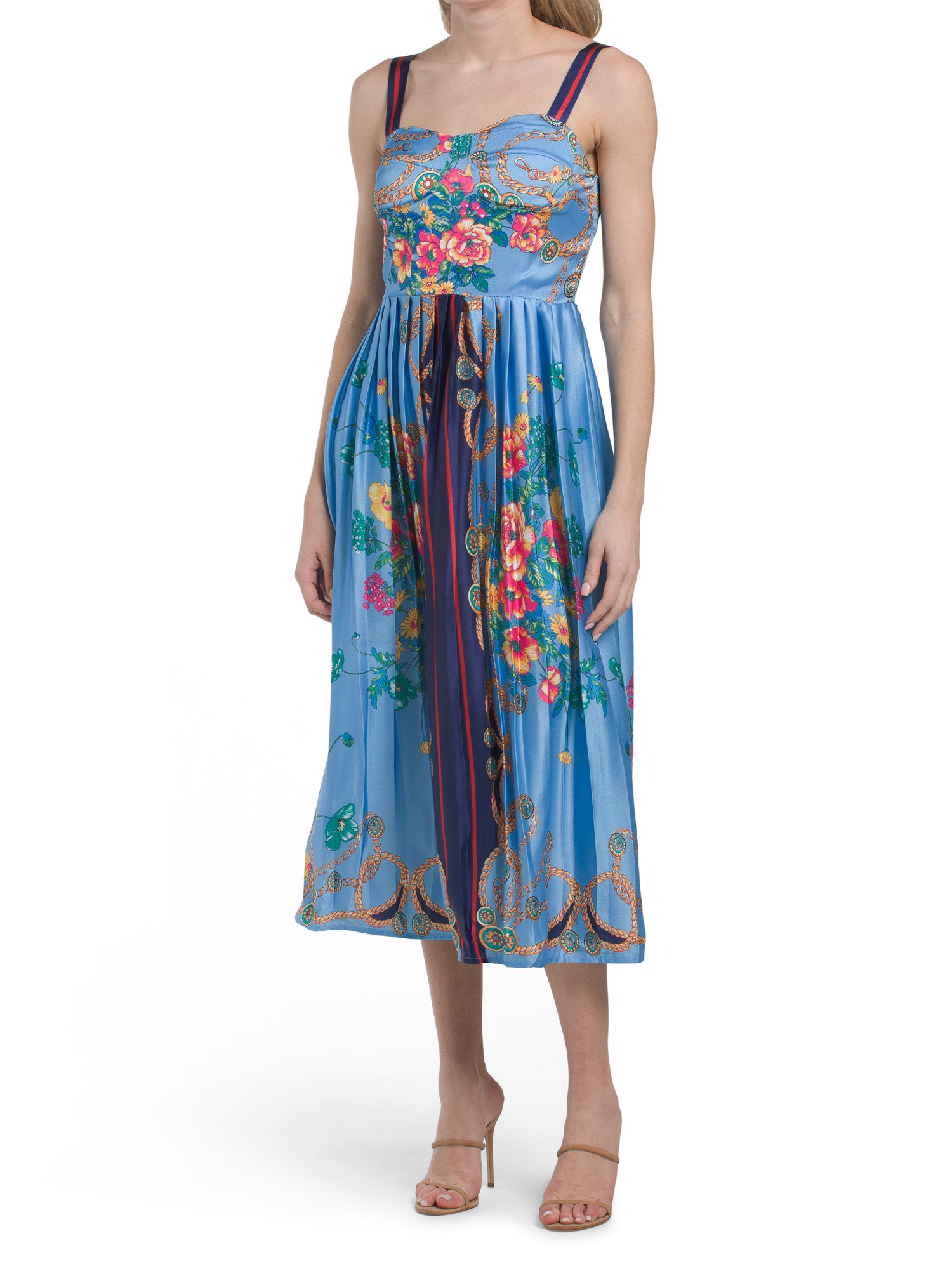 Sleeveless Floral Pleat Skirt Dress | TJ Maxx