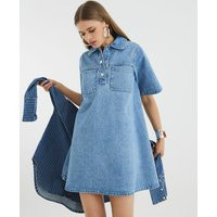 River Island Womens Blue Short Sleeve Denim Collared Shirt Dress | River Island UK & IE
