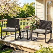Patio Furniture Set, Outdoor Bistro Set for 2 with Rocking Chairs, Glass Coffee Table & Removable... | Walmart (US)