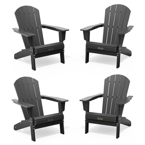 THOEOE Firepit Chairs Set of 4, Adirondack Chair Set of 4, All-Weather HDPE | Amazon (US)