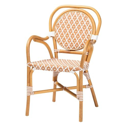 Bali & pari Mattie Rattan Bistro Chair - Handwoven Cafe-Style Dining Chair with Curved Arms for K... | Amazon (US)