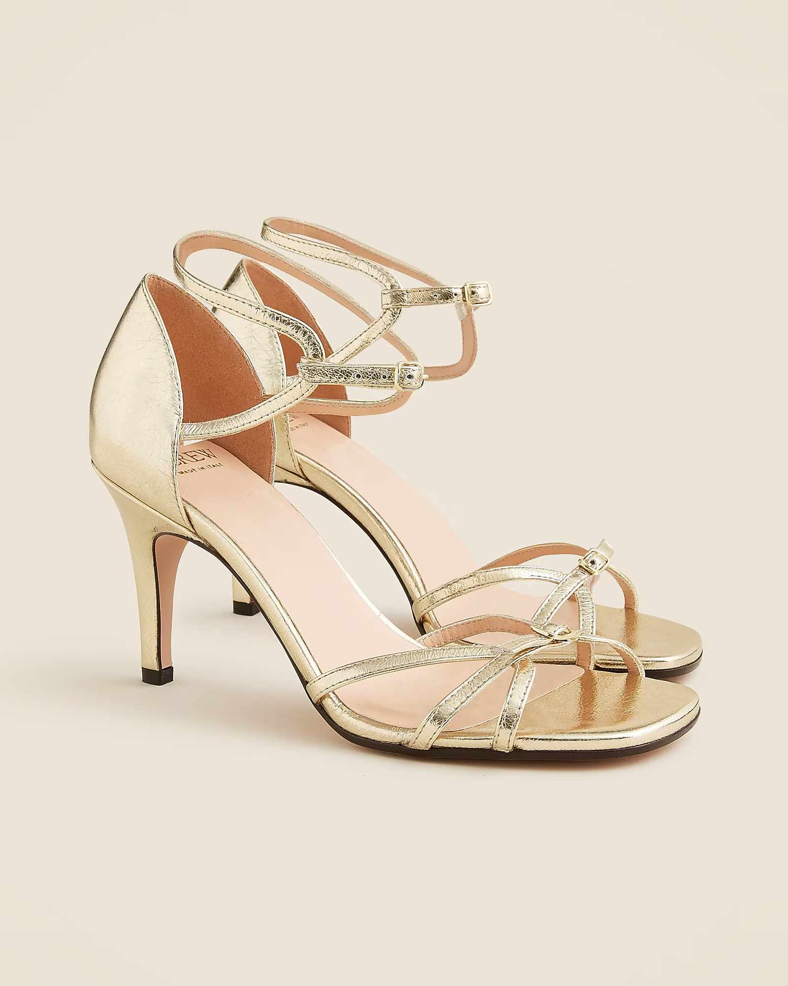 Made-in-Italy cage-toe heels in metallic leather | J. Crew US
