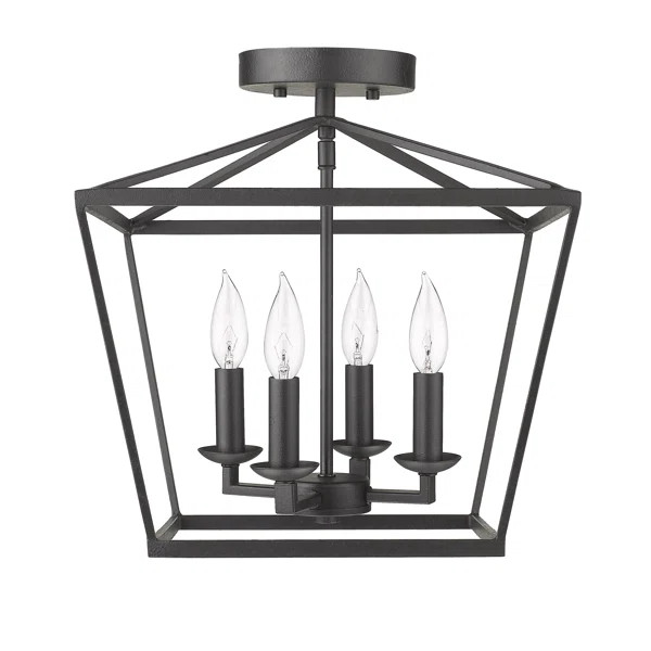 Gunbiorgh 4 - Light 13.5'' Lantern Geometric Semi Flush Mount | Wayfair North America