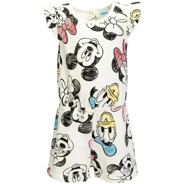 Disney Mickey Mouse Donald Duck Daisy Duck Little Girls French Terry Romper Toddler to Big Kid | Walmart (US)