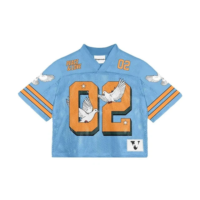 Summer new original American football style V-neck mesh printed short-sleeved T-shirt hip-hop ver... | AliExpress (US)