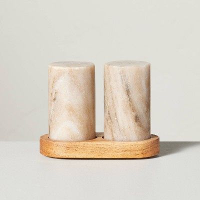 3pc Marble Salt and Pepper Shakers Warm Beige - Hearth & Hand™ with Magnolia | Target