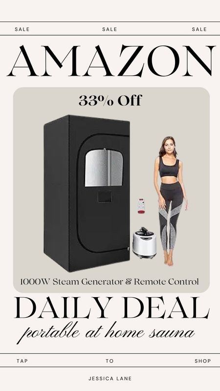 Amazon daily deal, save 33% on this portable at home sauna with 1000w steamer and remote control.At home sauna, at home steam room, Fitness must have, Fitness tools, at home spa, Amazon find, Amazon home

#LTKsalealert #LTKfitness #LTKhome