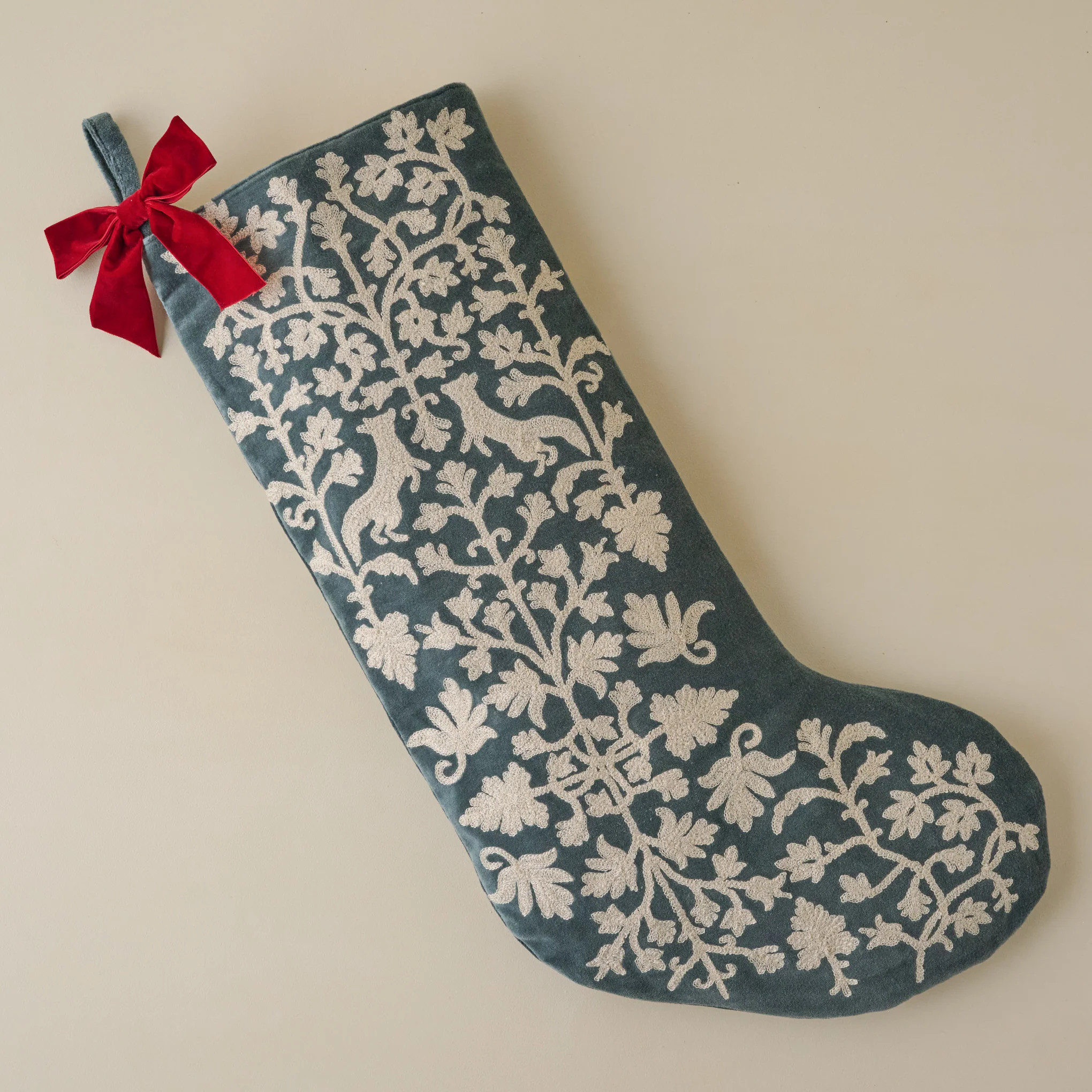 Enchanted Forest Embroidered Velvet Stocking | Magnolia