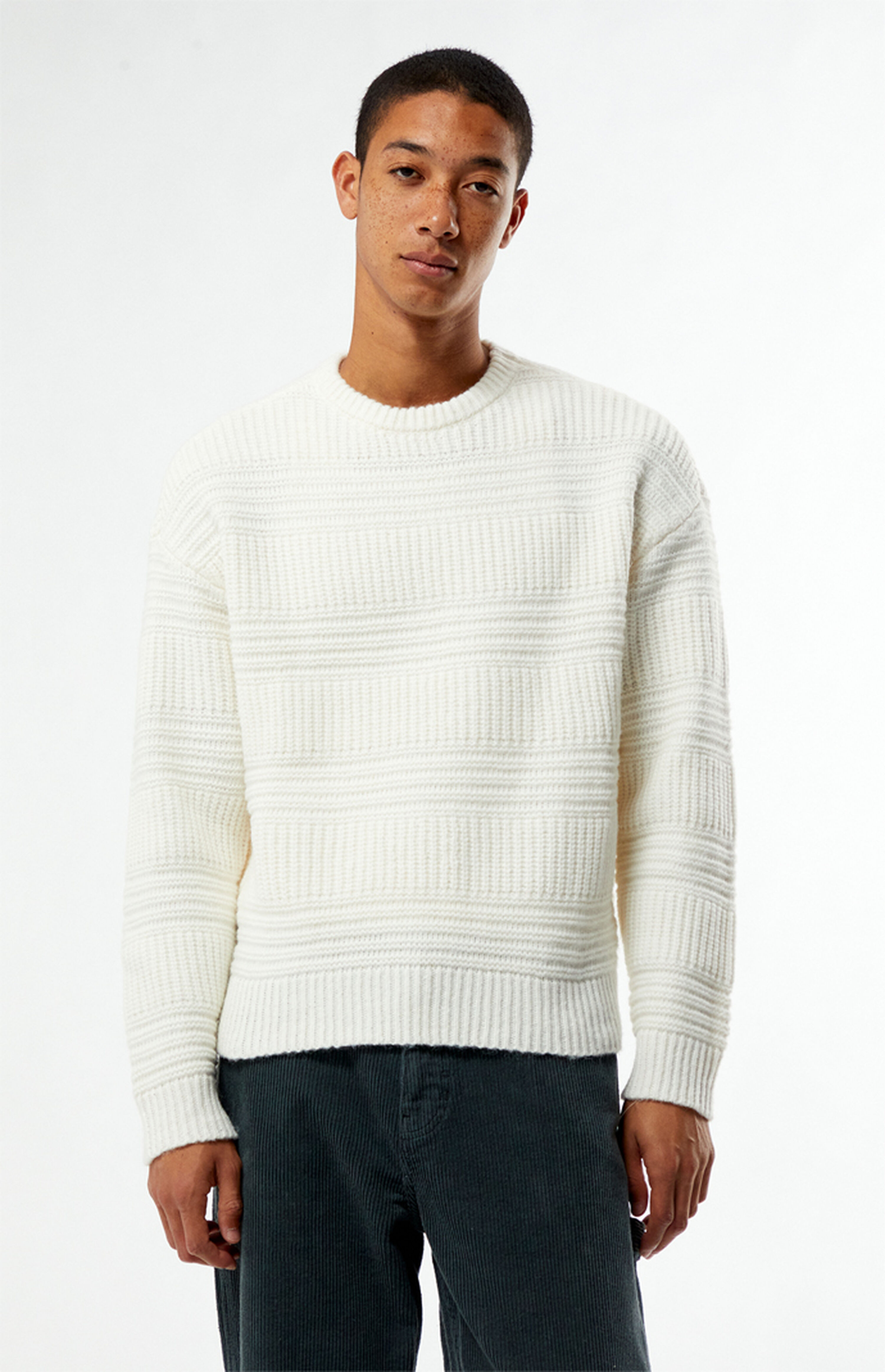 Pacsun Cream Allan Jacquard Crew Neck Sweater | PacSun