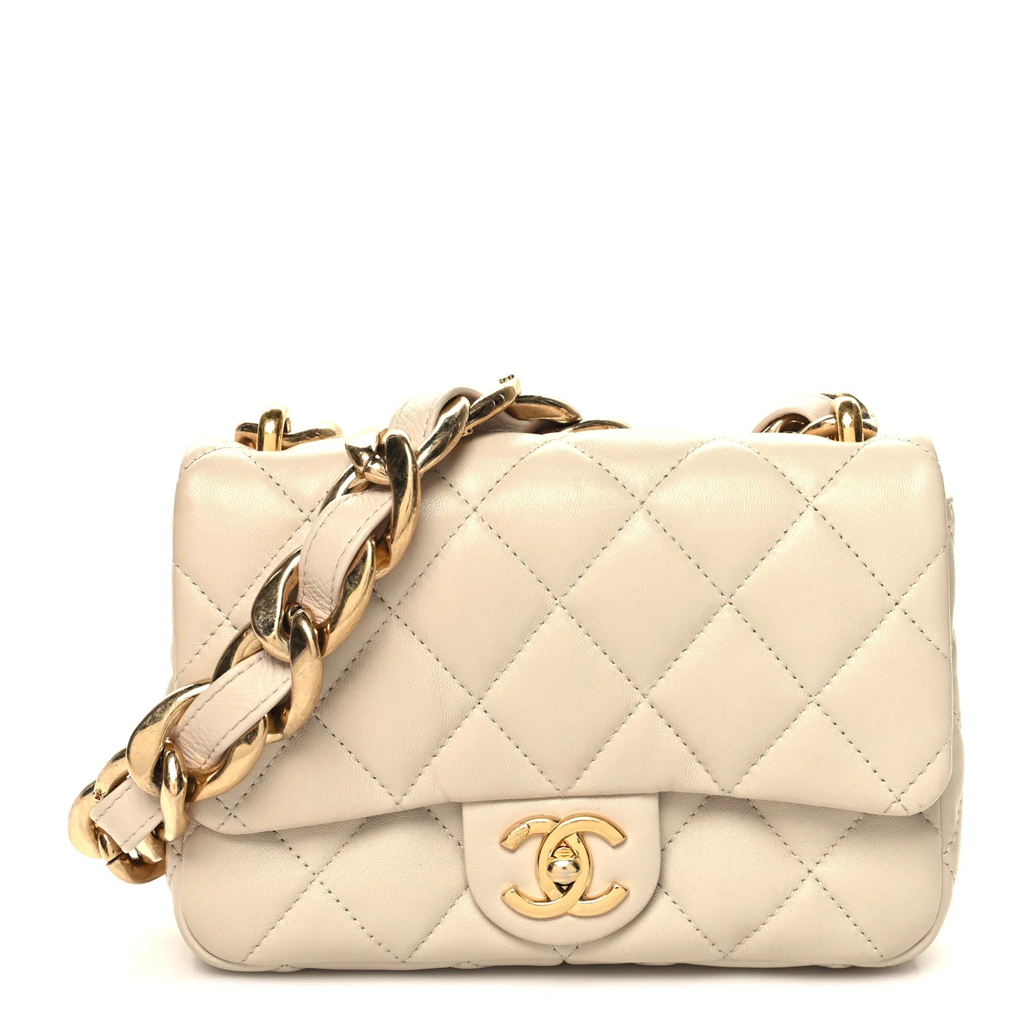 Lambskin Quilted Small CC Funky Town Flap Beige | FASHIONPHILE (US)