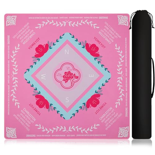 YOMEYOT Pink Mahjong Mat 31.5"x31.5" American Mahjong Mat for Table with Printed Rules and Carry Bag Non-Slip Noise-Reducing Mahjong Table Mat Gift for Women (Pink) | Amazon (US)