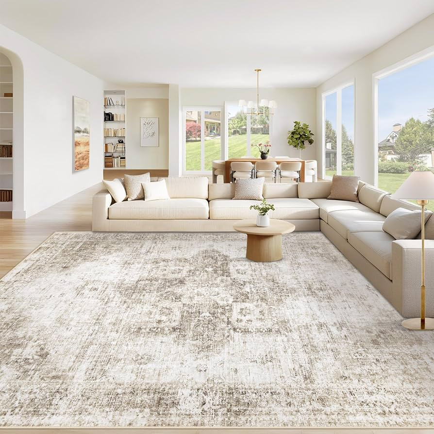 Area Rug 8x10 Washable Rug, Vintage Boho Medallion Rugs Non-Slip Soft Low Pile Large Distressed R... | Amazon (US)