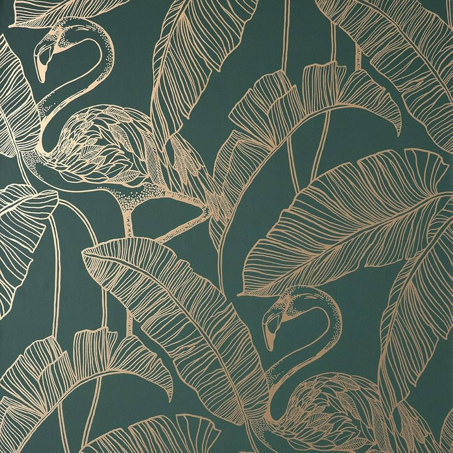 Fine Decor Flamingo Wallpaper Emerald -Metallic - Fine Décor FD42946 - MDH | Amazon (US)