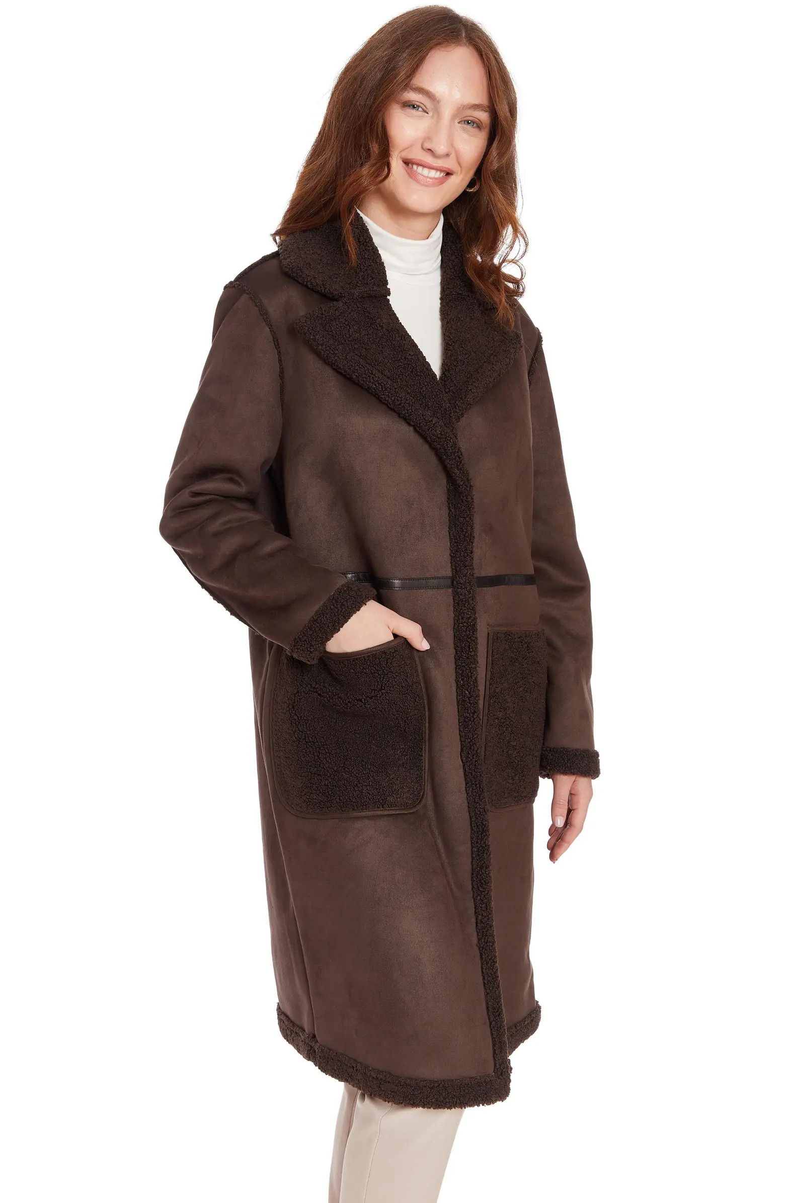 Frye Water Resistant Faux Shearling & Faux Leather Coat | Nordstromrack | Nordstrom Rack