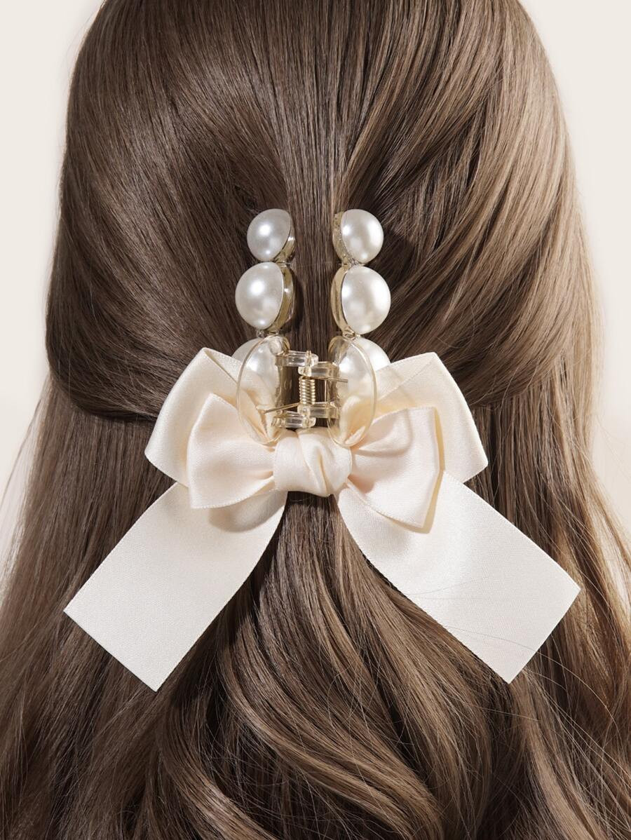 Pearl Bowknot Design Hair Claw, Hair Clip, Hair Grip, Hair Claw, Vintage & Elegant Style Hair Acc... | SHEIN