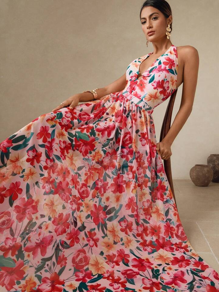 Swim Oasis Traje de una sola pieza con estampado floral degradado elegante y romántico para muje... | SHEIN