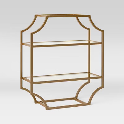 Metal/Glass Wall Cabinet Brass - Threshold™: 2-Tier Bathroom Storage, Wall Mounted Shelf, Elega... | Target