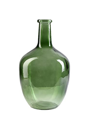 Serene Spaces Living Olive Green Bottleneck Glass Vase - Elegant Vintage Floor Vase for Long-Stemmed Floral Arrangements, 7.48" Diameter & 12" Tall (Pack of 1) | Amazon (US)