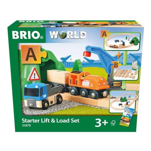 BRIO Starter Lift&Load Set Wooden Toy Train Durable | Child Safe | Encourages Creativity | Compatible with All Wooden Railway Sets | Includes Engine, Lorry, Wagon, Track and More | Amazon (US)