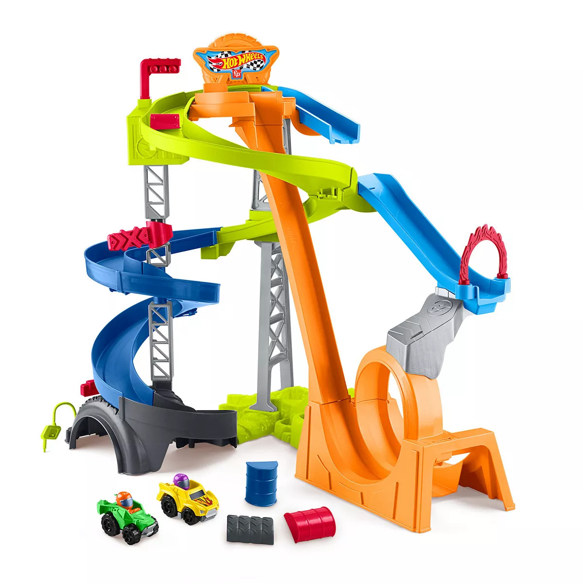 Fisher-Price Little People Little People Hot Wheels Spiral Stunt Speedway Toddler Race Track Play... | Kohl's