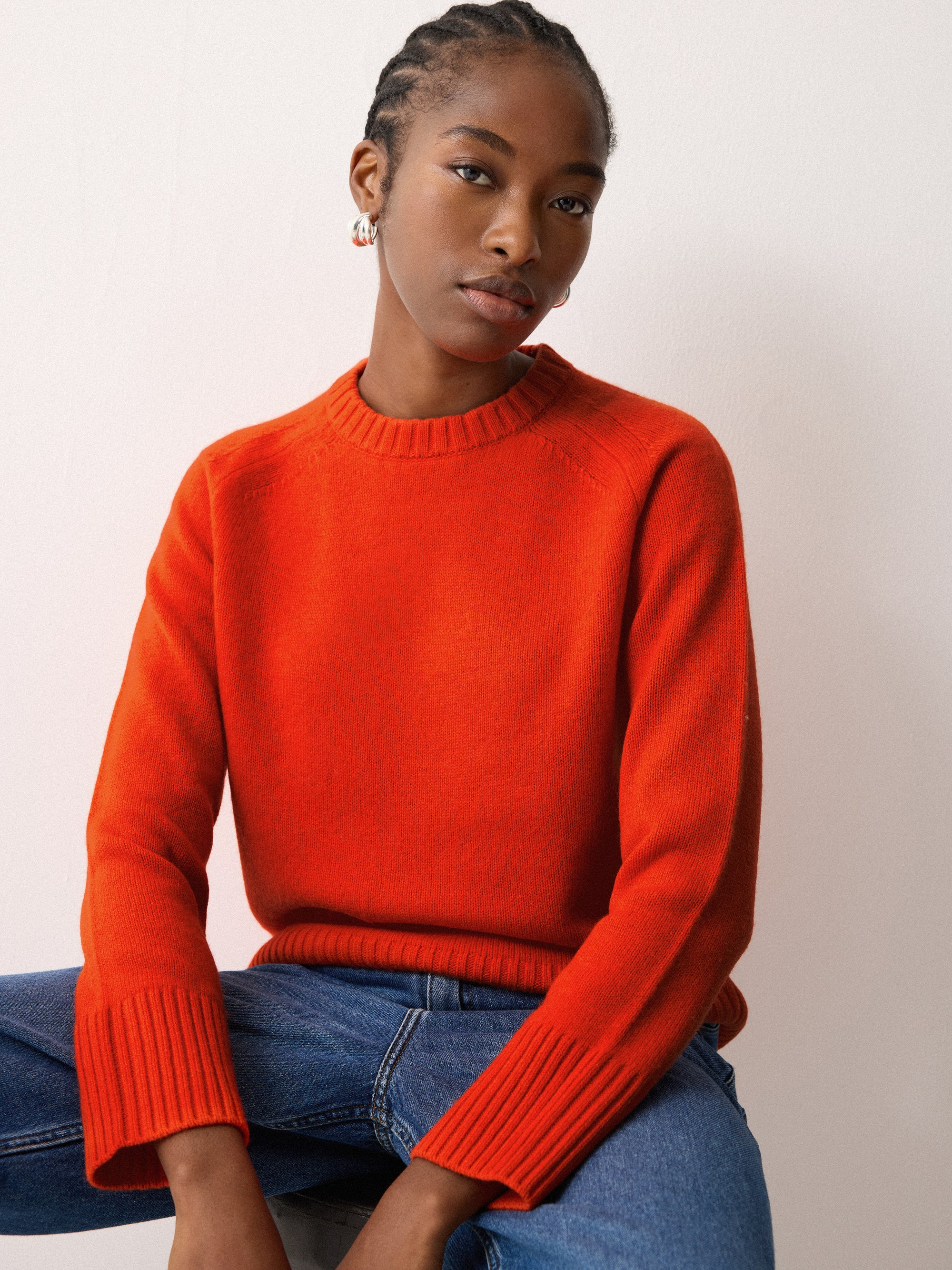 Wool Cashmere Saddle Jumper | Orange | Jigsaw (UK)